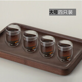 小雨点玻璃杯双层茶杯时尚水杯子商务咖啡杯办公家用透明玻璃泡茶 Q大号（320ML）玻璃杯四只装