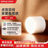 欧普照明（OPPLE）高显色铝材led筒灯Ra80天花灯客厅吊顶灯筒灯免打孔灯铂钻IV明装安装6W-5700K-E3-白
