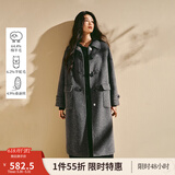 茵曼2025冬季女装新款羊驼毛桑蚕丝牛角扣双面呢大衣长款毛呢外套 花灰色 M 163-167cm /111-120斤