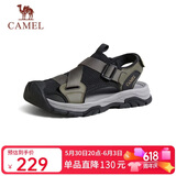 骆驼（CAMEL）户外休闲魔术贴包头洞洞沙滩运动凉鞋男 G14M076677 曙光绿/黑 42