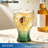 乐唯诗（LOVWISH）网红个性精酿啤酒杯玻璃杯创意大容量家用高脚杯女生牛奶果汁杯 逐梦足球杯【渐变绿】400ml*1