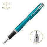 派克（PARKER）高端钢笔墨水笔都市系列成人学生练字男女商务送礼定制刻字生日礼物文具签字笔单笔礼盒 都市孔雀蓝白夹墨水笔