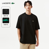 LACOSTE法国鳄鱼男女同款春夏简约字母纯棉款式圆领短袖T恤|TH2748 DNQ/黑色 M /175