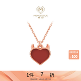 周大福MONOLOGUE独白MIX恶魔之心18K金镶宝石项链 MV41生日礼物 玉髓 40cm