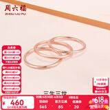 周六福（ZLF）  18K金戒指女三生三世彩金素圈玫瑰金尾戒生日T 11号 -光面
