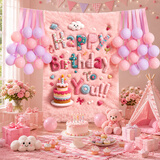 多美忆生日场景布置女孩生日气球儿童条幅挂布道具氛围装饰背景布装扮