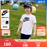 NIKE   耐克男女童纯棉短袖T恤+短裤2件套装夏季新款短袖套装 正黑色 130 /64 【建议身高116-122cm】
