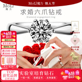 MoLi18K金铂金河南人工培育钻石求婚经典六爪钻戒指女1克拉送女友礼物 银50分优品培育钻D/VVS/上海IGI证书礼盒