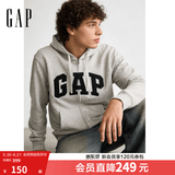GAP男女装春季款字母logo拉链连帽卫衣宽松外套美版868454 灰色 XS 美码 S亚洲码175/88A