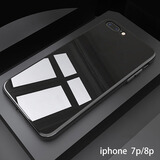 筑鼎 苹果8plus手机壳iphone7 se2 6splus玻璃镜面超薄全包防摔男女款液态硅胶网红 苹果7plus/8plus【亮黑色】无标
