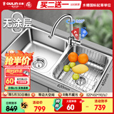 欧琳（OULIN）厨房水槽双槽洗菜盆双槽0涂层SUS304不锈钢加厚洗碗槽左右任选