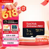闪迪（SanDisk）1TB TF（MicroSD）内存卡 A2 4K V30 U3 C10 至尊超极速移动存储卡 读速200MB/s 写速140MB/s