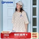 FILAFUSION斐乐潮牌情侣短袖T恤夏季宽松透气纯棉t恤男女同款上衣