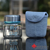 畅印 韩版迷你水杯女可爱小巧玻璃杯学生便携水瓶配杯套小清新随手杯 MY CUP 蓝色 150毫升（带杯套）