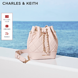 CHARLES&KEITH绗缝菱格链条水桶包双肩包包女包生日礼物送女友CK2-10701506 Soft Pink浅粉色（新色） M