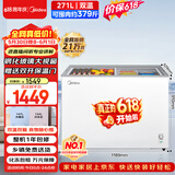 美的271L双温双箱家商两用冰柜低霜展示柜雪糕柜大容量冷柜保鲜玻璃门冷藏冷冻两用卧式冰箱BCD-271VMQ