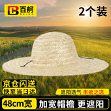 百舸  草帽农民遮阳 【2个装】防晒田园风大沿手编农忙工地环卫透气环保 男女通用约48cm BGZY0049