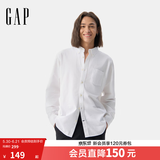 GAP男装春季经典款纯棉基础款翻领长袖衬衫常规上衣美版422488 白色 422488 L 美码 XL亚洲码185/104A