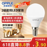 欧普照明（OPPLE）LED节能灯泡E14螺口灯泡 【3w-超白光6500K】1只装 大功率光源超亮高显色球泡