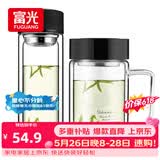 富光双层耐热杯子茶隔款玻璃杯泡茶办公水杯男女便携玻璃茶杯玻璃套装