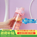 乐扣乐扣（LOCK&LOCK）人鱼线塑料运动水杯夏天便携水壶带刻度提手男女水杯子520ML粉色