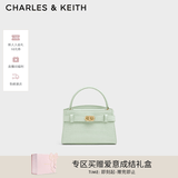 CHARLES&KEITH鳄鱼纹凯莉包手提斜挎婚包包女包生日礼物送女友CK2-50270880-1 Mint Green薄荷绿色（新色） S