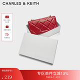 CHARLES&KEITH质感菱格链条小方钱包女包包女包生日礼物送女友CK6-10680924 CK6-10680924-C Tomato Red番茄朱红 XS