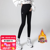 婧麒（JOYNCLEON）孕妇裤鲨鱼裤打底裤孕妇装春秋冬季加绒加厚托腹裤子孕妈装瑜伽裤 黑色【冬款】Jyk105372 XL