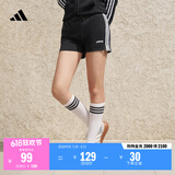 adidas休闲修身舒适三条纹修身短裤女装阿迪达斯官方轻运动   黑/白   2XL