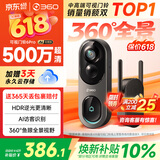 360可视门铃6Pro 500万超清画质家用监控智能门铃电子猫眼摄像头超清夜视远程通话包裹快递看护
