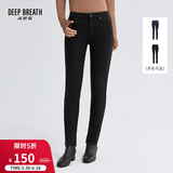 深呼吸DEEP BREATH女装加绒加厚中腰修身弹力休闲小脚牛仔裤女A100140 黑 M (3)