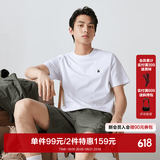 杰克·琼斯（JACK&JONES）26年男装四季打底T恤男士凉感透气多色情侣款短袖t恤水洗不易走形 白色A06 M 175