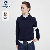 Navigare小帆船长袖翻领针织衫女休闲亲肤柔软高领毛衣2334023503