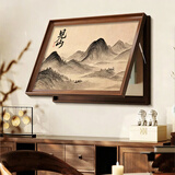 皇嘉金彩宋代美学电表箱装饰画见山配电箱遮挡挂画2026新款中式电箱盖面板 E3970见山 40*30（容纳30*20cm） 手动掀盖式（有底框+哑光油画布） 中式棕木纹框（免打孔安装+环保外框）