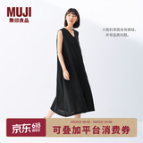 MUJI女式 棉 汉麻 无袖连衣裙女装裙子夏季 连身裙长裙 BCD91C5S 黑色 M （160/84A）