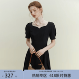 范思蓝恩黑色法式气质显瘦连衣裙女夏季赫本风小黑裙设计感12125 黑色 XS