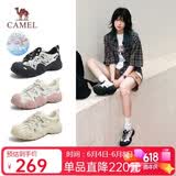 骆驼（CAMEL）丑萌登山鞋女时尚撞色户外休闲鞋 L24M076602 米/银/黑 40