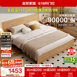 全友家居 北欧原木风次卧室家用双人床1.5米x2米现代简约板式大床家具