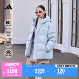adidas 拒水防泼防风保暖鸭绒羽绒服面包服男女同款阿迪达斯官方 蓝色   XXS