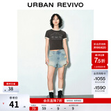 UR2026春季新款女装复古撞色印花修身短袖T恤UYY450060+ 石色1 M