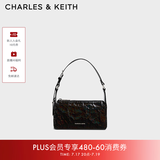 CHARLES&KEITH褶皱手提斜挎小方包腋下包女士生日礼物CK2-80160183 CK2-80160183Prism Noir黑色（新色） S