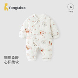 童泰（TONGTAI）婴儿连体衣秋冬季纯棉男女宝宝衣服新生儿夹棉哈衣爬服睡衣 棕色小鹿（偏开款) 80cm (建议11-18月身高73-83cm)