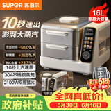苏泊尔（SUPOR）电蒸锅分体式多功能家用不锈钢电热锅 16L大容量双层蒸笼澎湃速蒸多用途锅ZN30FC866随机发货
