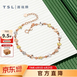 谢瑞麟（TSL）18K金玫瑰金手链女幸运花彩金手链手饰送女友AE118 定价类 16+3cm