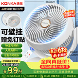 康佳（KONKA）空气循环扇家用风扇遥控办公室台式桌面电风扇厨房换气扇摇头壁挂电扇交流定频小风扇KXHS-1511E-P
