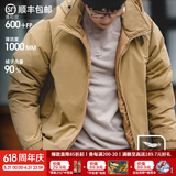 马登工装美式复古连帽羽绒服男春冬加厚保暖外套90白鸭绒男士防寒衣服 卡其色 【男士羽绒服冬季/羽绒服短款/加厚面包服】 L （140-155斤）
