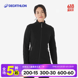 迪卡侬（DECATHLON）保暖户外抓绒衣外套男女运动宽松秋摇粒绒外套冲锋衣内胆 女款-全拉链- 黑色 2XL