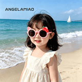 Angelamiao儿童偏光太阳镜可爱卡通蝴蝶结墨镜女童外出防晒眼镜儿童节礼物