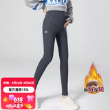 婧麒（JOYNCLEON）孕妇裤鲨鱼裤打底裤孕妇装春秋冬季加绒加厚托腹裤子孕妈装瑜伽裤 深灰色【冬款】Jyk105372 XL