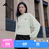 adidas休闲加厚毛圈连帽卫衣套头衫男女秋冬阿迪达斯官方轻运动   亚麻绿   M